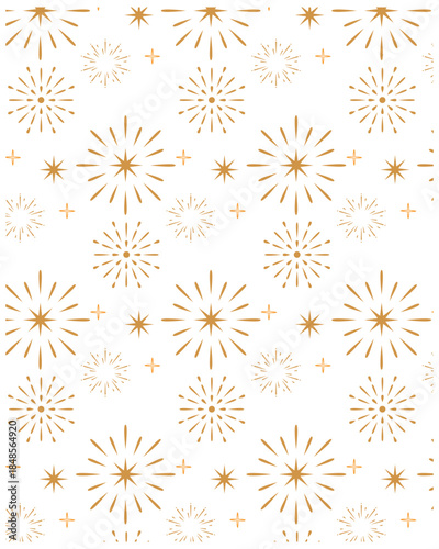 Golden Fireworks Icons Set – Festive Celebration Burst Elements on White Background