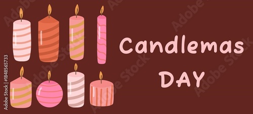 Photography Candlemas day decorative banner flat vector illustration