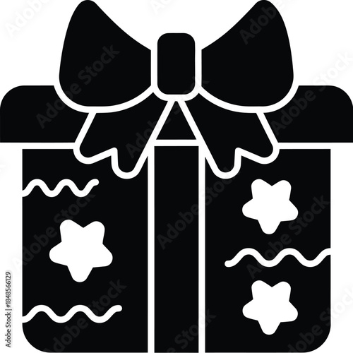 Black Gift Box with Floral Wrapping and Bow