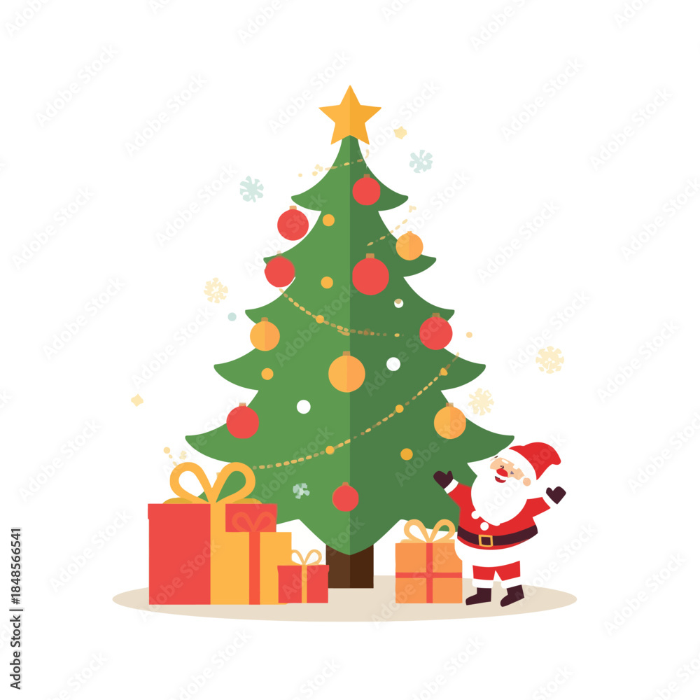 Naklejka premium christmas tree and gifts