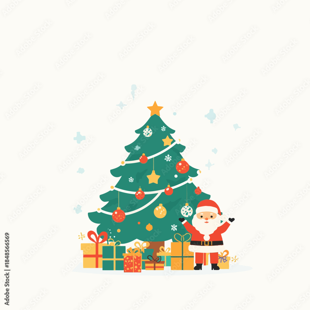Naklejka premium christmas tree with gifts