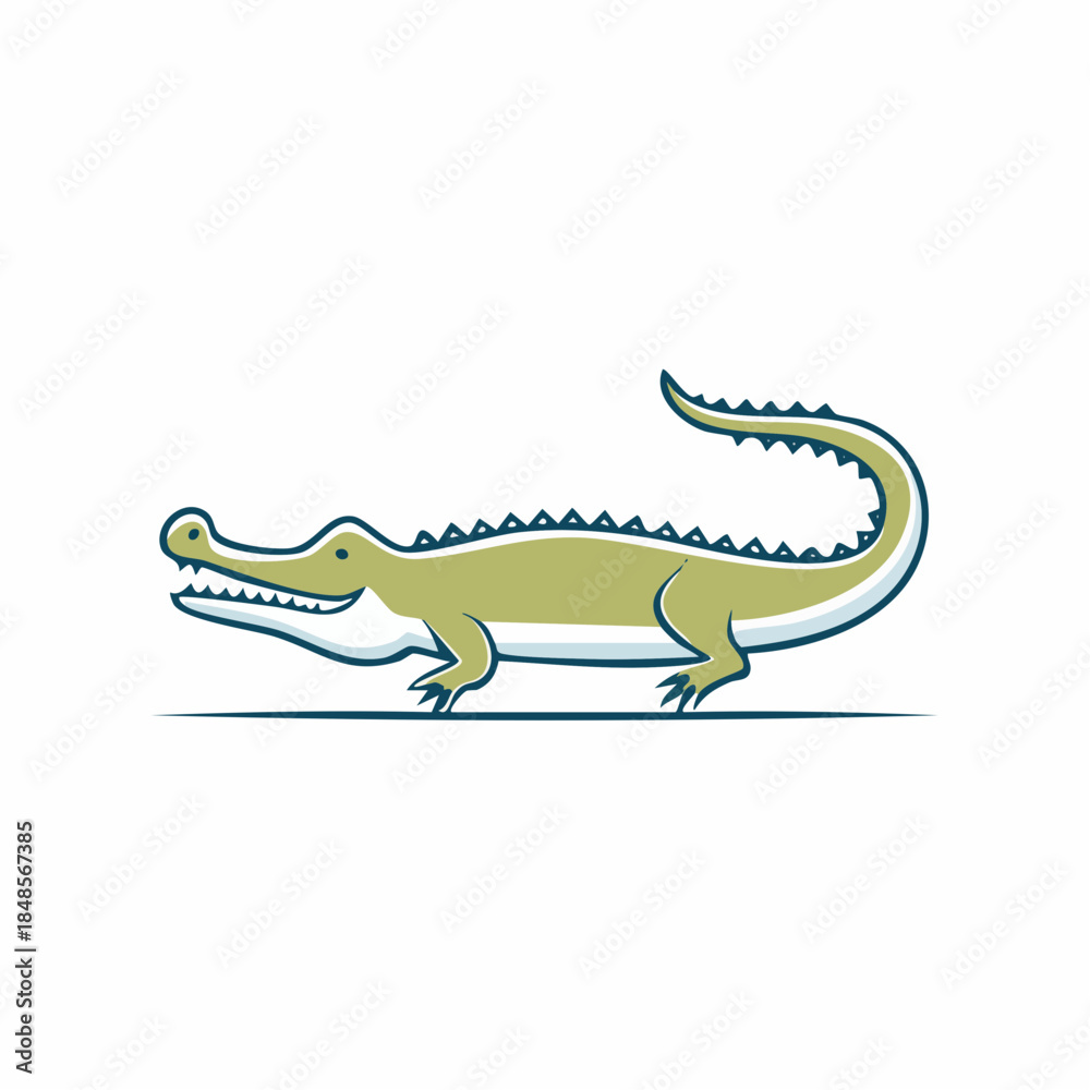Fototapeta premium Minimalist crocodile illustration in side view with simple design
