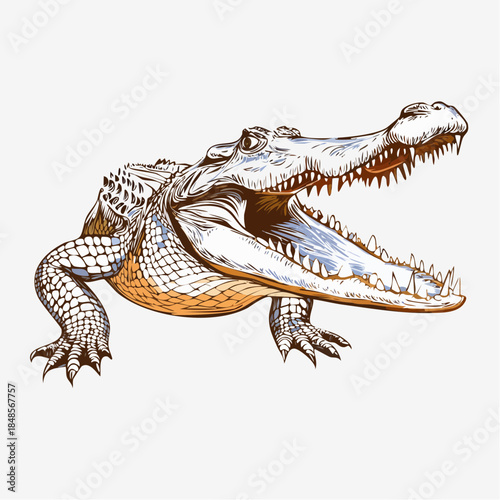 Illustration of crocodile with open mouth and sharp teeth