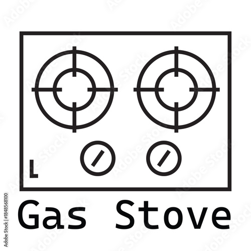 line art of gas stove vector illustration