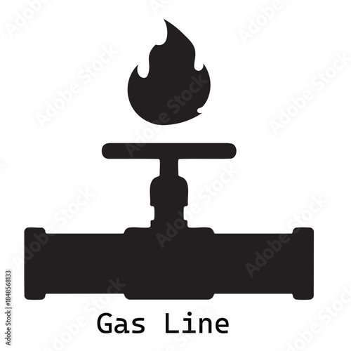 Vector illustration of gas line with fire icon