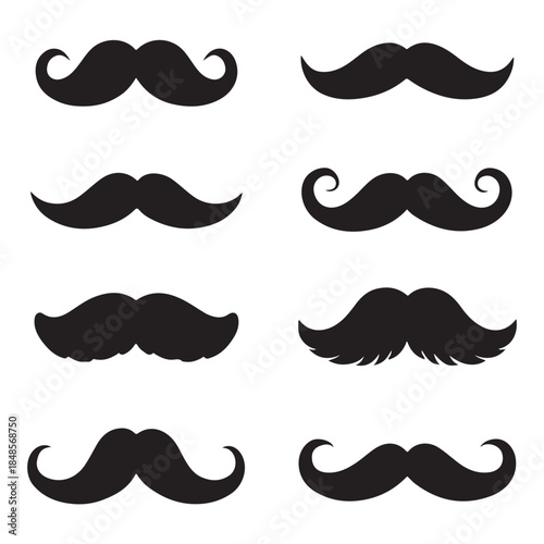  Mustache icons set vector silhouette