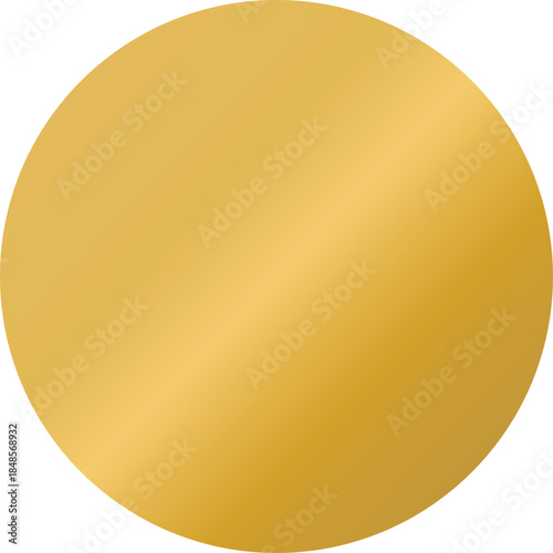 A plain, solid gold circle with a subtle gradient reflecting light.