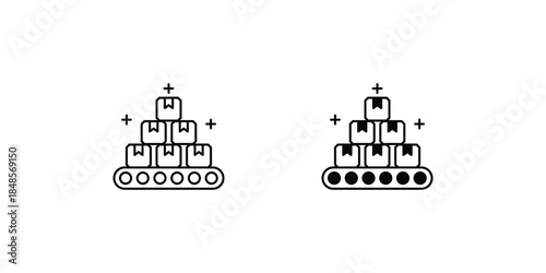 Mass Production set icon with white background vector stock illustration
