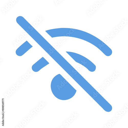 Wifi symbol with a diagonal line indicating no signal connection, modern design