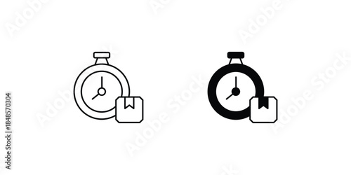 Just In Time set icon with white background vector stock illustration