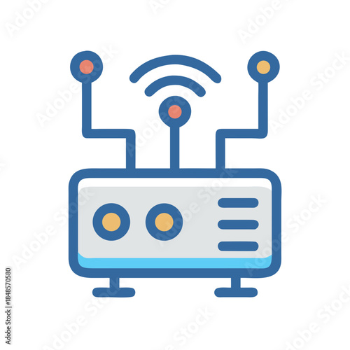 Modern wireless router vector icon with bold outlines and clean design.