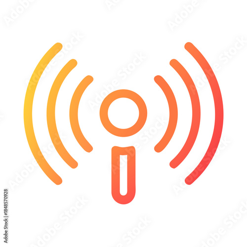 Vibrant signal symbol illustration with broadcast waves against a black background