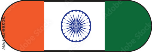 The Indian flag, a horizontal tricolor of deep saffron, white, and green, with a navy blue Ashoka Chakra in the center.