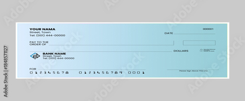 Minimalist Financial Cheque Design with Gradient Mesh and Clear Typography