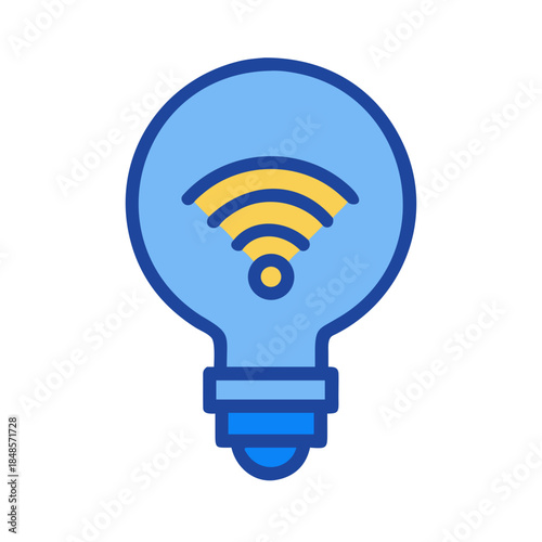 Creative light bulb icon representing wireless network idea and technological innovation