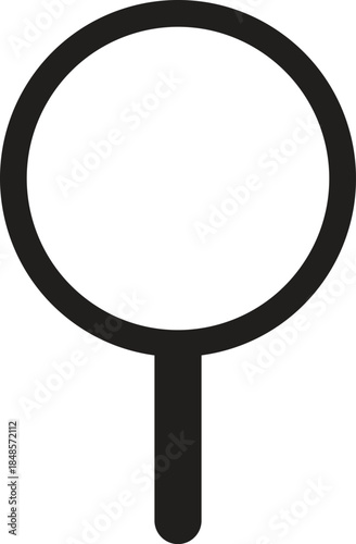 Foto A simple black magnifying glass icon with a round lens and a short handle, representing search or discovery