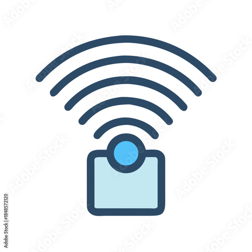 Stylized wifi symbol with smooth arcs emanating from a geometric base