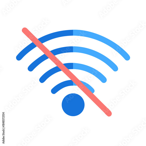 No Wifi Connection Graphic Illustration with Diagonal Red Line on Black Background
