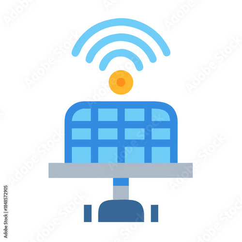Smart solar panel with connection signal, renewable energy solution concept for sustainability