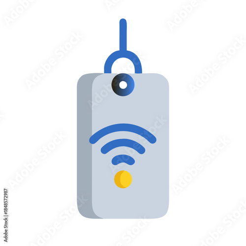 Flat design illustration of a wifi keychain on a black background