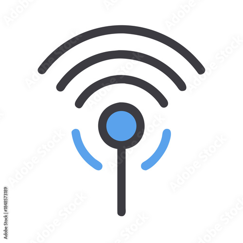 Modern flat vector wifi signal icon on a black background for technology design