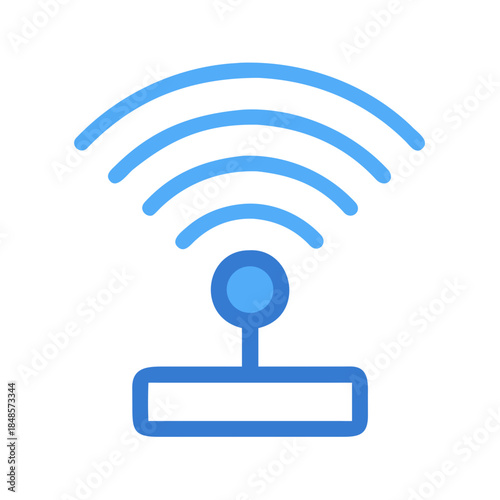Blue wireless signal icon on a black background for network concepts