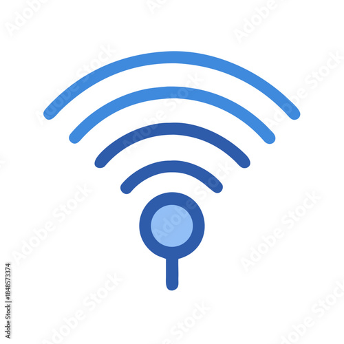 Stylized wifi symbol icon with curved lines indicating signal strength on black