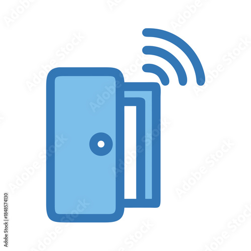 Smart home door opener with wifi signal graphic on black background