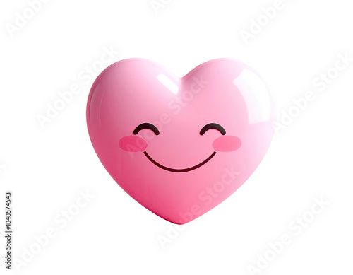 3D pink heart-shaped emoji with a smiling face on a black backdrop