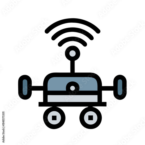 Simplified Icon of Robot, Dark Background, Minimalist Design Style, Modern Look