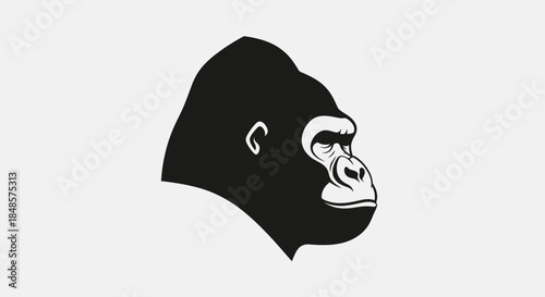 Gorilla head profile with transparent background