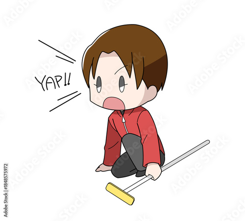 カーリングのスキップのイラスト・女性