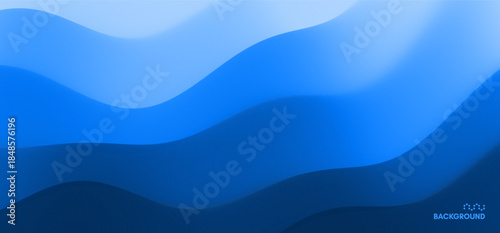 Blue abstract ocean seascape. Sea surface. Water waves. Nature background. Vector illustration for banner, flyer, poster, cover or brochure.