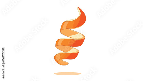 A meticulously rendered vibrant spiral orange peel illustration, gracefully showcasing the fresh citrus zest essence and natural organic fruit