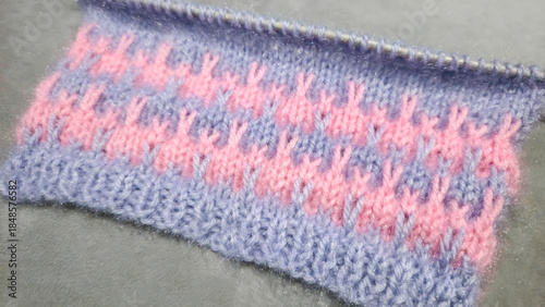 Knitting patterns and details for sweaters, hats, and other crocheted items.