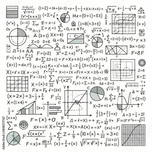 Mathematics Formulas and Graphs Collage Main Subject.