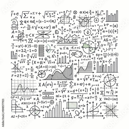 Collage of Mathematical Formulas and Graphs.