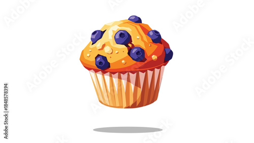 Delightful blueberry muffin illustration a sweet baked treat with vibrant berries