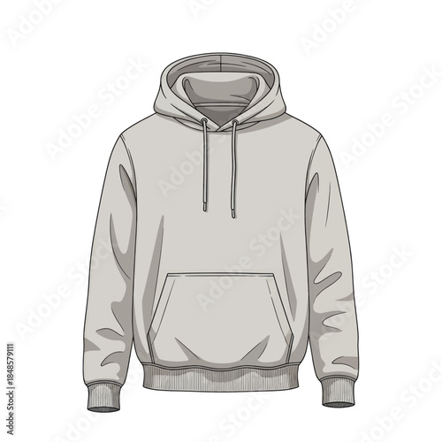 Light Gray Hoodie Sweatshirt Front View.