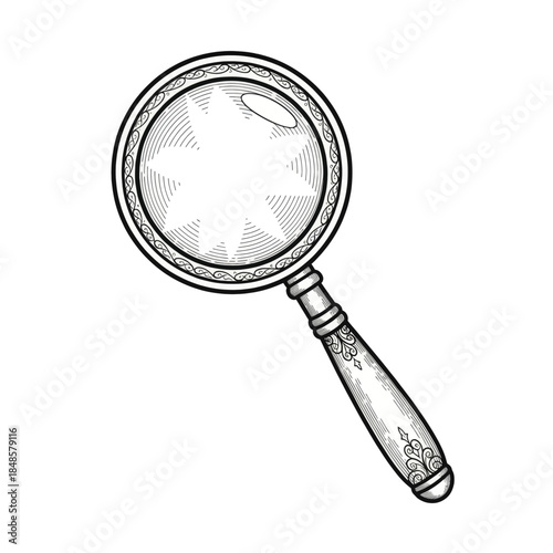 Magnifying Glass Close Up Isolated On White.