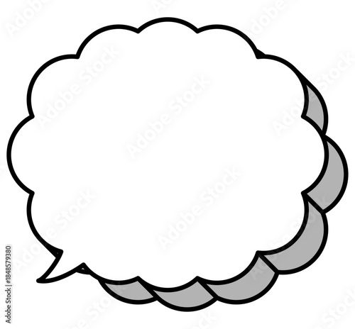 立体的でポップな雲形の吹き出しイラストアイコン