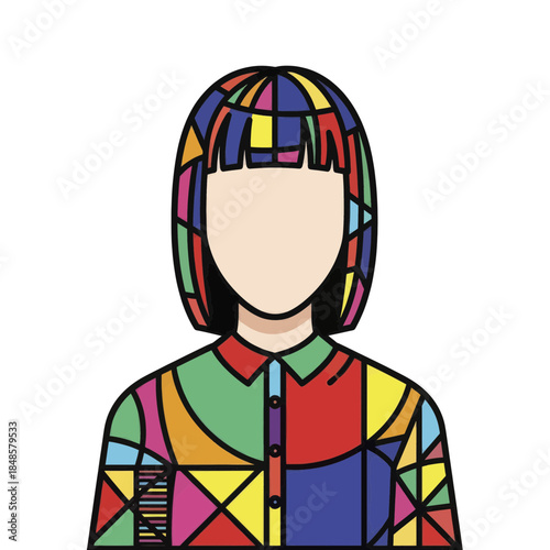 Colorful Geometric Portrait Of A Stylized Person.