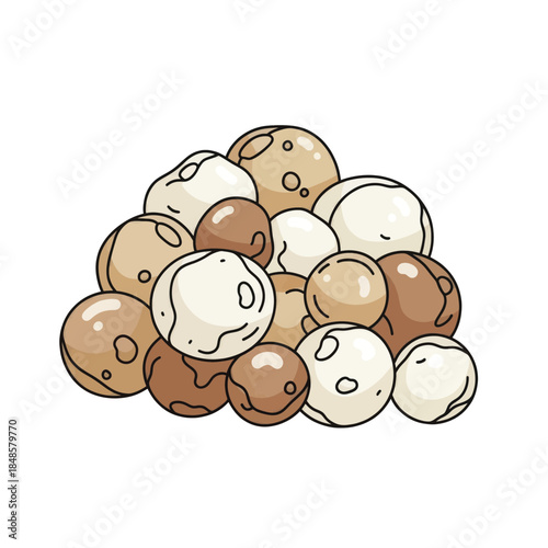 Assorted chocolate truffles piled together in a cluster.