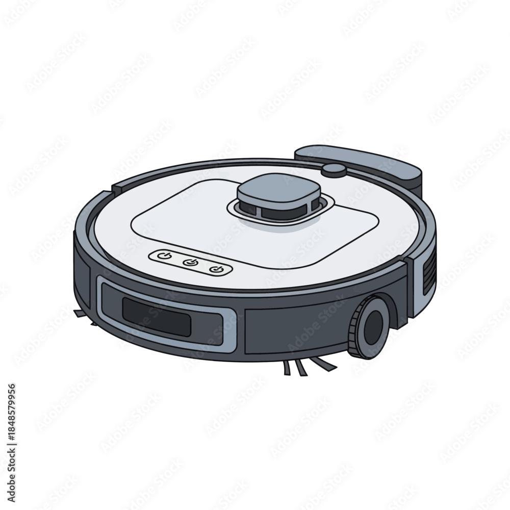 Fototapeta premium Robot Vacuum Cleaner Illustration for Smart Home.