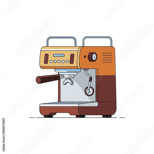 Illustrated Espresso Coffee Machine with Portafilter.