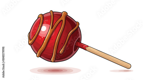 Vibrant red candy lollipop with elegant golden caramel swirls a delightful treat perfect for celebrations festivals and indulgent moments sweet