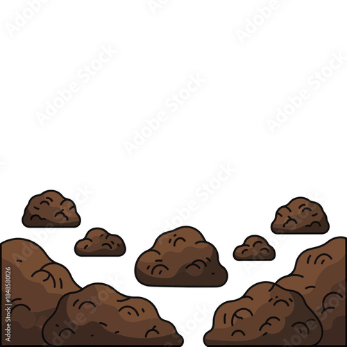 Cartoon Poop Piles scattered across the ground.