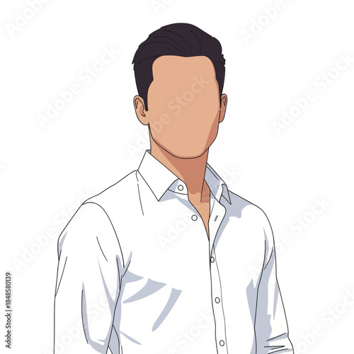 Stylized Male Figure in White Shirt Portrait.