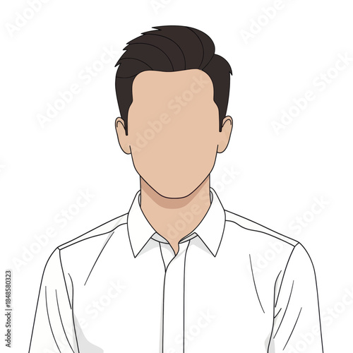 Illustrated man in white shirt portrait isolated.