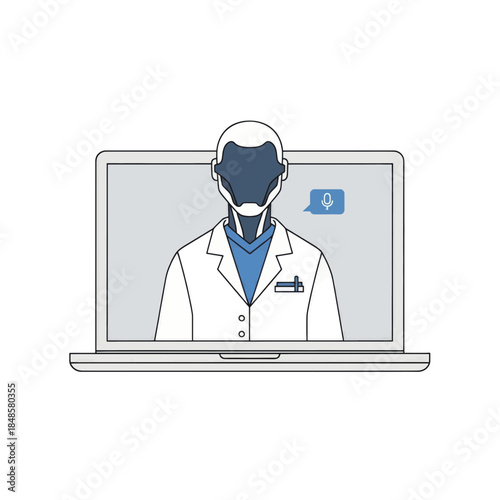 Telemedicine Doctor Appearing On Laptop Screen.